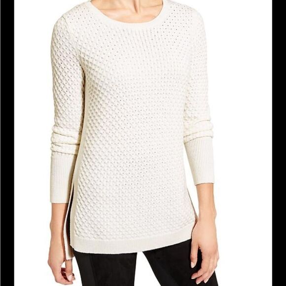 Athleta Honeycomb Texture Merino Blend Tunic Sweater in Ivory - Size S - Picture 1 of 8